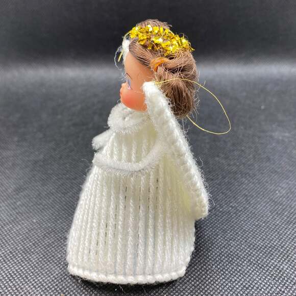 Vintage Pipe Cleaner and Yarn Angel Ornament Retro Holiday - Picture 5 of 6
